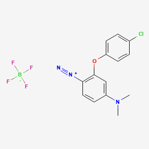 molecular formula C14H13BClF4N3O B12696647 2-(4-Chlorophenoxy)-4-(dimethylamino)benzenediazonium tetrafluoroborate CAS No. 84522-10-1