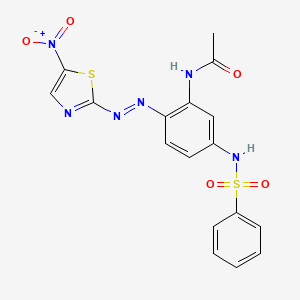 molecular formula C17H14N6O5S2 B12696692 N-(2-((5-Nitrothiazol-2-yl)azo)-5-((phenylsulphonyl)amino)phenyl)acetamide CAS No. 85508-40-3