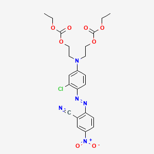 molecular formula C23H24ClN5O8 B12696694 Ethyl 5-[3-chloro-4-[(2-cyano-4-nitrophenyl)azo]phenyl]-9-oxo-2,8,10-trioxa-5-azadodecanoate CAS No. 73384-66-4