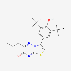 molecular formula C22H29N3O2S B12696728 7H-Thiazolo(3,2-b)(1,2,4)triazin-7-one, 3-(3,5-bis(1,1-dimethylethyl)-4-hydroxyphenyl)-6-propyl- CAS No. 118788-57-1
