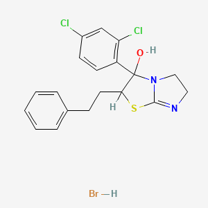 molecular formula C19H19BrCl2N2OS B12696729 Imidazo(2,1-b)thiazol-3-ol, 3-(2,4-dichlorophenyl)-2,3,5,6-tetrahydro-2-(2-phenylethyl)-, monohydrobromide CAS No. 86346-86-3