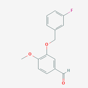 molecular formula C15H13FO3 B1269673 3-[(3-Fluorobenzyl)oxy]-4-methoxybenzaldehyde CAS No. 346459-53-8