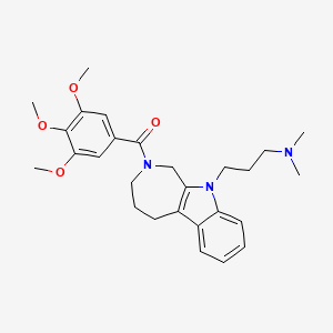 molecular formula C27H35N3O4 B12696739 Azepino(3,4-b)indole-10(1H)-propanamine, 2,3,4,5-tetrahydro-N,N-dimethyl-2-(3,4,5-trimethoxybenzoyl)- CAS No. 84298-42-0