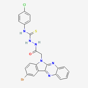 molecular formula C23H16BrClN6OS B12696804 6H-Indolo(2,3-b)quinoxaline-6-acetic acid, 9-bromo-, 2-(((4-chlorophenyl)amino)thioxomethyl)hydrazide CAS No. 109322-20-5
