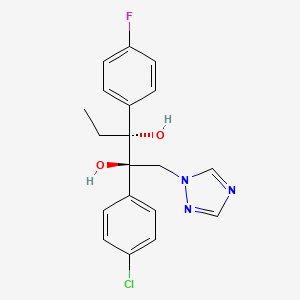 molecular formula C19H19ClFN3O2 B12696807 D-erythro-Pentitol, 4-C-(4-chlorophenyl)-1,2,5-trideoxy-3-C-(4-fluorophenyl)-5-(1H-1,2,4-triazol-1-yl)- CAS No. 107680-08-0