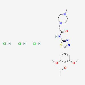 molecular formula C19H30Cl3N5O4S B12696808 1-Piperazineacetamide, N-(5-(3,5-dimethoxy-4-ethoxyphenyl)-1,3,4-thiadiazol-2-yl)-4-methyl-, trihydrochloride CAS No. 154662-99-4