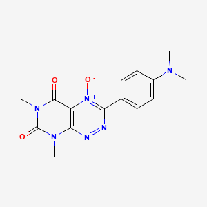 molecular formula C15H16N6O3 B12696816 Pyrimido(5,4-e)-1,2,4-triazine-5,7(6H,8H)-dione, 3-(4-(dimethylamino)phenyl)-6,8-dimethyl-, 4-oxide CAS No. 60026-38-2