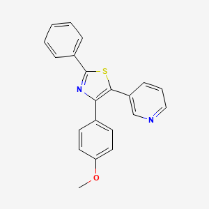 molecular formula C21H16N2OS B12696849 Pyridine, 3-(4-(4-methoxyphenyl)-2-phenyl-5-thiazolyl)- CAS No. 97422-33-8