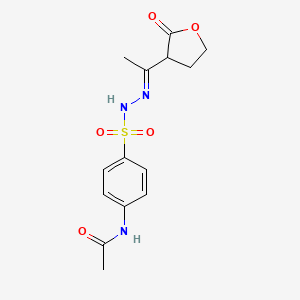 molecular formula C14H17N3O5S B12696876 N-(4-(((2E)-2-(1-(2-Oxotetrahydrofuran-3-yl)ethylidene)hydrazino)sulfonyl)phenyl)acetamide CAS No. 5448-80-6