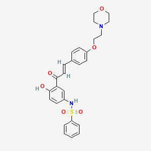 molecular formula C27H28N2O6S B12696889 N-(4-Hydroxy-3-(3-(4-(2-morpholinoethoxy)phenyl)acryloyl)phenyl)benzenesulphonamide CAS No. 94094-51-6