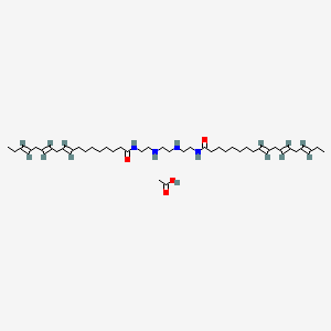 molecular formula C42H74N4O2.C2H4O2<br>C44H78N4O4 B12696955 N,N'-(Ethylenebis(iminoethylene))bis(octadeca-9,12,15-trienamide) monoacetate CAS No. 94023-33-3