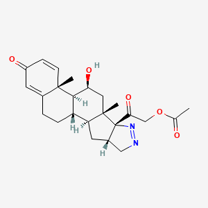 molecular formula C24H30N2O5 B12696981 5',16beta-Dihydro-11beta,21-dihydroxypregna-1,4-dieno(17,16-c)pyrazole-3,20-dione 21-acetate CAS No. 72149-70-3