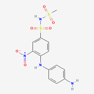 molecular formula C13H14N4O6S2 B12697001 4-((4-Aminophenyl)amino)-N-(methylsulphonyl)-3-nitrobenzenesulphonamide CAS No. 83763-50-2