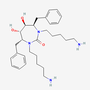 molecular formula C29H44N4O3 B12697101 2H-1,3-Dazepin-2-one, 1,3-bis(5-aminopentyl)hexahydro-5,6-dihydroxy-4,7-bis(phenylmethyl)-, (4R,5S,6S,7R)- CAS No. 167826-28-0