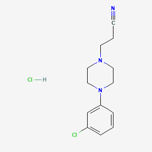 molecular formula C13H17Cl2N3 B12697166 4-(3-Chlorophenyl)piperazine-1-propiononitrile monohydrochloride CAS No. 42002-65-3