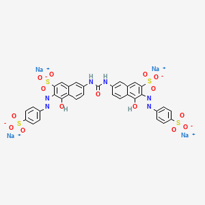 molecular formula C33H20N6Na4O15S4 B12697180 Tetrasodium 7,7'-(carbonyldiimino)bis(4-hydroxy-3-((4-sulphonatophenyl)azo)naphthalene-2-sulphonate) CAS No. 56878-33-2