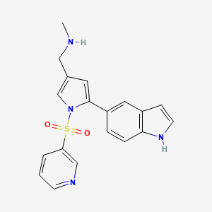 molecular formula C19H18N4O2S B12697182 5-(1H-Indol-5-yl)-N-methyl-1-(3-pyridinylsulfonyl)-1H-pyrrole-3-methanamine CAS No. 1876453-55-2