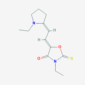 molecular formula C13H18N2O2S B12697185 3-Ethyl-5-((1-ethyl-2-pyrrolidinylidene)ethylidene)-2-thioxooxazolidin-4-one CAS No. 64617-11-4