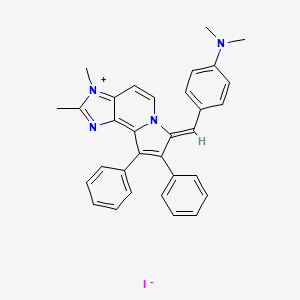 molecular formula C32H29IN4 B12697193 Imidazo(4,5-g)indolizin-6-ium, 3,7-dihydro-2,3-dimethyl-7-((4-(dimethylamino)phenyl)methylene)-8,9-diphenyl-, iodide CAS No. 123202-72-2