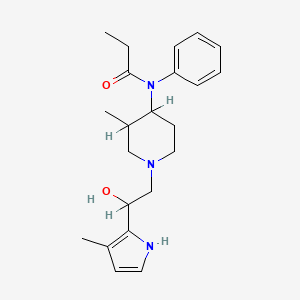 molecular formula C22H31N3O2 B12697197 Propanamide, N-(1-(2-hydroxy-2-(3-methyl-1H-pyrrol-2-yl)ethyl)-3-methyl-4-piperidinyl)-N-phenyl- CAS No. 156724-45-7