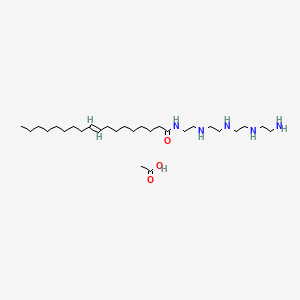 molecular formula C26H55N5O.C2H4O2<br>C28H59N5O3 B12697241 N-(2-((2-((2-((2-Aminoethyl)amino)ethyl)amino)ethyl)amino)ethyl)octadec-9-enamide monoacetate CAS No. 93942-19-9
