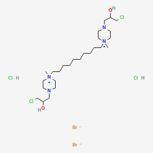 molecular formula C26H56Br2Cl4N4O2 B12697315 Piperazinium, 1,1'-(1,10-decamethylene)bis(4-(3-chloro-2-hydroxypropyl)-1-methyl-, dibromide,dihydrochloride CAS No. 102517-16-8
