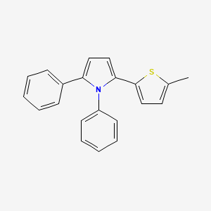 molecular formula C21H17NS B12697332 1H-Pyrrole, 1,5-diphenyl-2-(5-methyl-2-thienyl)- CAS No. 91307-08-3