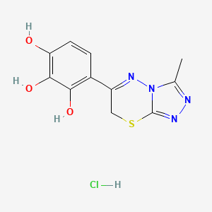 molecular formula C11H11ClN4O3S B12697363 1,2,3-Benzenetriol, 4-(3-methyl-7H-1,2,4-triazolo(3,4-b)(1,3,4)thiadiazin-6-yl)-, monohydrochloride CAS No. 69560-92-5