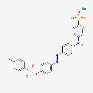 molecular formula C26H22N3NaO6S2 B12697375 Sodium 4-(4-((3-methyl-4-(((p-tolyl)sulphonyl)oxy)phenyl)azo)anilino)benzenesulphonate CAS No. 82457-23-6