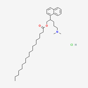 molecular formula C35H58ClNO2 B12697380 Octadecanoic acid, 5-(dimethylamino)-2-(1-naphthalenyl)pentyl ester, hydrochloride CAS No. 119585-30-7
