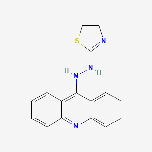 molecular formula C16H14N4S B12697401 9(10H)-Acridinone, (4,5-dihydro-2-thiazolyl)hydrazone CAS No. 92637-99-5