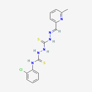 molecular formula C15H15ClN6S2 B12697409 Carbonothioic dihydrazide, N''-(((2-chlorophenyl)amino)thioxomethyl)-N'''-((1E)-(6-methyl-2-pyridinyl)methylene)- CAS No. 127157-40-8
