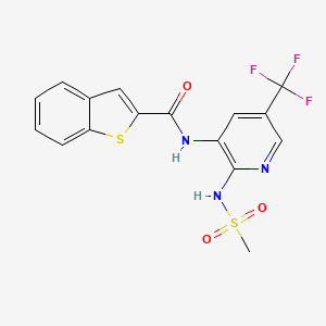 molecular formula C16H12F3N3O3S2 B12697506 Benzo(b)thiophene-2-carboxamide, N-(2-((methylsulfonyl)amino)-5-(trifluoromethyl)-3-pyridinyl)- CAS No. 141284-26-6