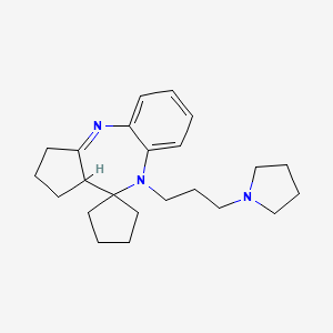 molecular formula C23H33N3 B12697511 Spiro(benzo(b)cyclopenta(e)(1,4)diazepine-10(1H),1'-cyclopentane), 2,3,9,10a-tetrahydro-9-(3-(1-pyrrolidinyl)propyl)- CAS No. 93464-29-0