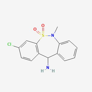 molecular formula C14H13ClN2O2S B12697540 3-Chloro-6,11-dihydro-6-methyldibenzo(c,f)(1,2)thiazepin-11-amine 5,5-dioxide CAS No. 66981-75-7