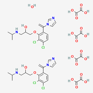 molecular formula C42H52Cl4N6O21 B12697568 1-[2,3-dichloro-6-(1-imidazol-1-ylethenyl)phenoxy]-3-(propan-2-ylamino)propan-2-ol;oxalic acid;hydrate CAS No. 90742-89-5