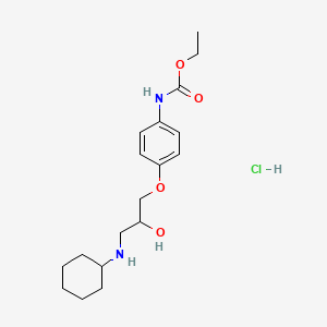 molecular formula C18H29ClN2O4 B12697610 Carbamic acid, (4-(3-(cyclohexylamino)-2-hydroxypropoxy)phenyl)-, ethyl ester, monohydrochloride CAS No. 83263-84-7
