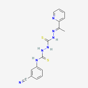 molecular formula C16H15N7S2 B12697640 Carbonothioic dihydrazide, N''-(((3-cyanophenyl)amino)thioxomethyl)-N'''-((1E)-1-(2-pyridinyl)ethylidene)- CAS No. 127157-38-4