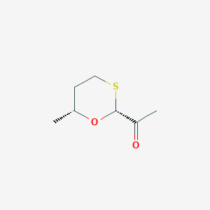 molecular formula C7H12O2S B126977 1-[(2R,6R)-6-methyl-1,3-oxathian-2-yl]ethanone CAS No. 145475-20-3