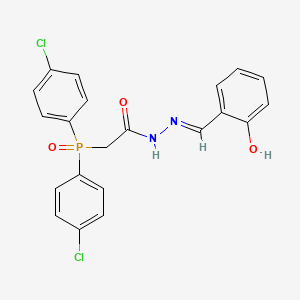 molecular formula C21H17Cl2N2O3P B12697744 Acetic acid, (bis(4-chlorophenyl)phosphinyl)-((2-hydroxyphenyl)methylene)hydrazide CAS No. 135689-09-7