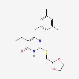 molecular formula C19H24N2O3S B12697760 4(1H)-Pyrimidinone, 6-((3,5-dimethylphenyl)methyl)-2-((1,3-dioxolan-2-ylmethyl)thio)-5-ethyl- CAS No. 199851-98-4
