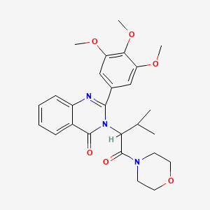 molecular formula C26H31N3O6 B12697761 Morpholine, 4-(3-methyl-1-oxo-2-(4-oxo-2-(3,4,5-trimethoxyphenyl)-3(4H)-quinazolinyl)butyl)- CAS No. 83409-05-6
