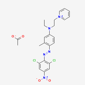 molecular formula C24H25Cl2N5O4 B12697765 1-[2-[[4-[(2,6-Dichloro-4-nitrophenyl)azo]-M-tolyl]ethylamino]ethyl]pyridinium acetate CAS No. 84051-85-4