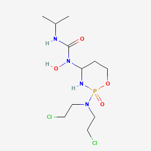 molecular formula C11H23Cl2N4O4P B12697767 Urea, N-(2-(bis(2-chloroethyl)amino)tetrahydro-2H-1,3,2-oxazaphosphorin-4-yl)-N-hydroxy-N'-(1-methylethyl)-, P-oxide CAS No. 97139-64-5