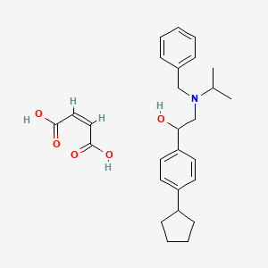 molecular formula C27H35NO5 B12697782 Benzenemethanol, 4-cyclopentyl-alpha-(((1-methylethyl)(phenylmethyl)amino)methyl)-, (Z)-2-butenedioate, hydrate CAS No. 85689-98-1