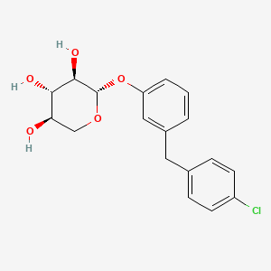 molecular formula C18H19ClO5 B12697914 beta-D-Xylopyranoside, 3-((4-chlorophenyl)methyl)phenyl CAS No. 147029-83-2