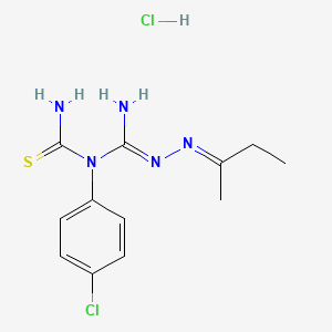 molecular formula C12H17Cl2N5S B12697936 Hydrazinecarboximidamide, N-(aminothioxomethyl)-N-(4-chlorophenyl)-2-(1-methylpropylidene)-, monohydrochloride CAS No. 126281-55-8