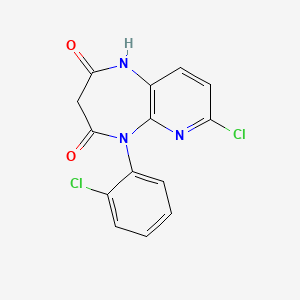molecular formula C14H9Cl2N3O2 B12697958 7-Chloro-5-(2-chlorophenyl)-1,3-dihydro-2H-pyrido(3,2-b)-1,4-diazepin-2-one 4-oxide CAS No. 42785-23-9