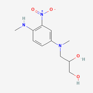 molecular formula C11H17N3O4 B12697984 3-(N-Methyl-N-(4-methylamino-3-nitrophenyl)amino)propane-1,2-diol hydrochloride CAS No. 93633-79-5