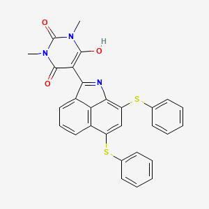 molecular formula C29H21N3O3S2 B12697989 5-(6,8-Bis(phenylthio)benz(cd)indol-2(1H)-ylidene)-1,3-dimethyl-1H,3H,5H-pyrimidine-2,4,6-trione CAS No. 80019-21-2